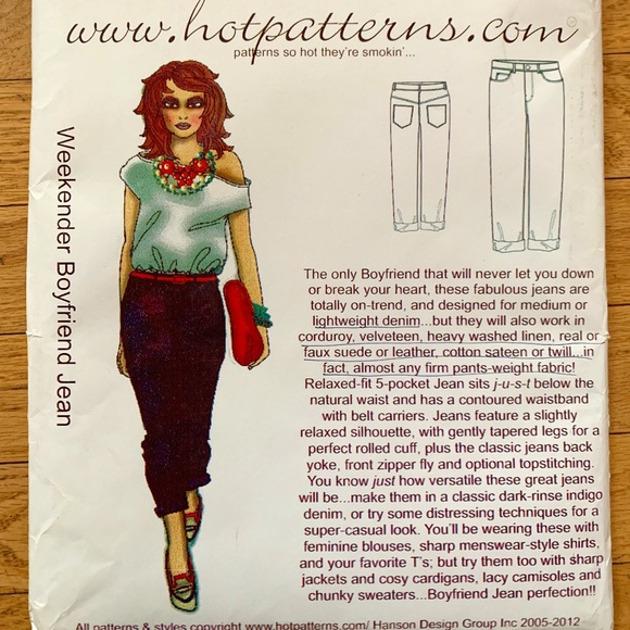 Hot Patterns "Weekender Boyfriend Jeans" Sewing Pattern - Picture 1 of 2
